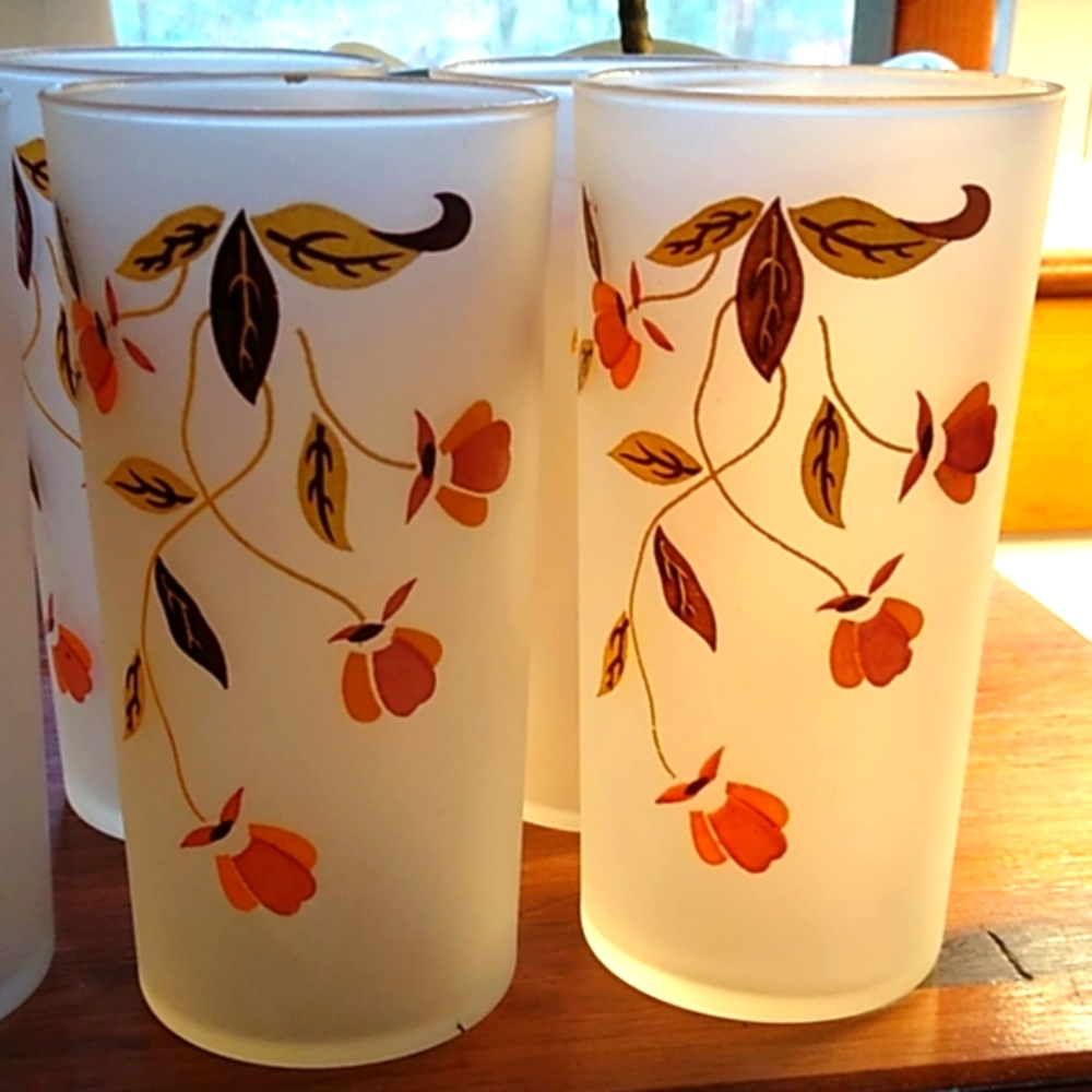Autumn Leaves Frosted Drinking Glasses